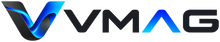 VMAG – logotyp med blått V-emblem.